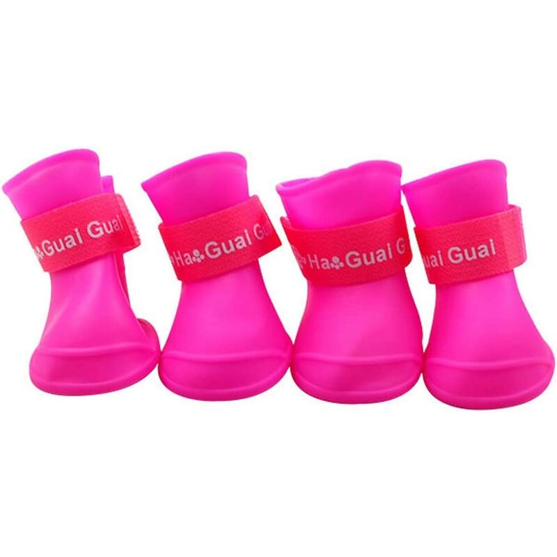 

2 pares de zapatos para perros, botas de silicona, botas de lluvia antideslizantes impermeables para perros pequeños (S, Roser)