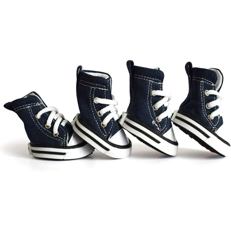 

2 pares de zapatos para perros de lona, ​​botas de protección para perros transpirables y antideslizantes, zapatos para perros talla 4