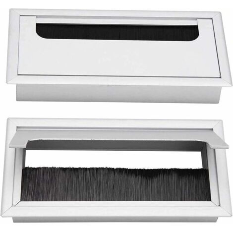 2 passe-câbles carrés pour bureau, cache-trou encastré