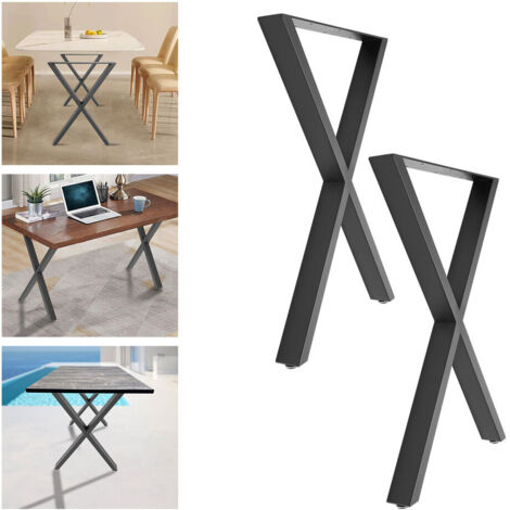 2 Patas de mesa Patas en forma de X Patas de mueble autoportante Capacidad de peso máxima 440.92 lbs Negro