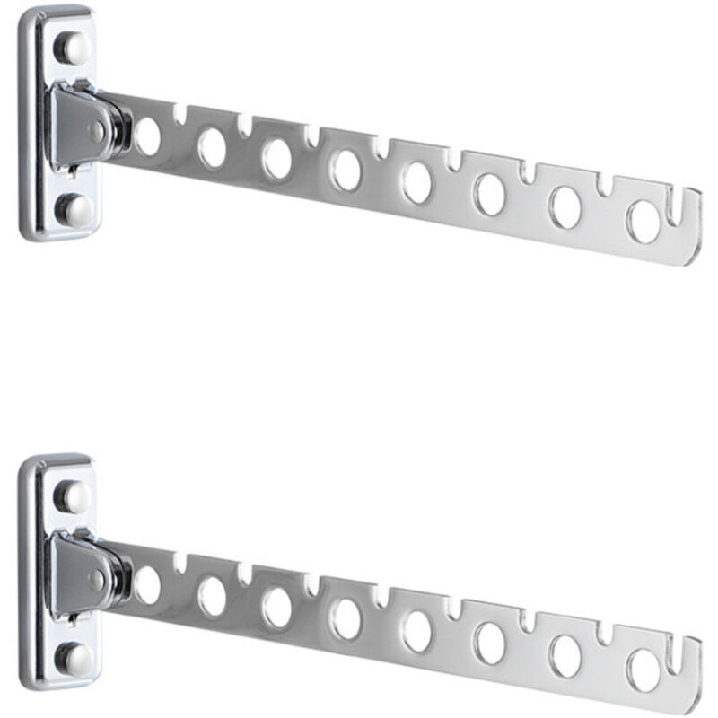 Tigrezy - 2 patères en acier inoxydable, pliable, porte-manteau mural, tringle à vêtements pour montage mural, pliable, éventail, porte-manteau