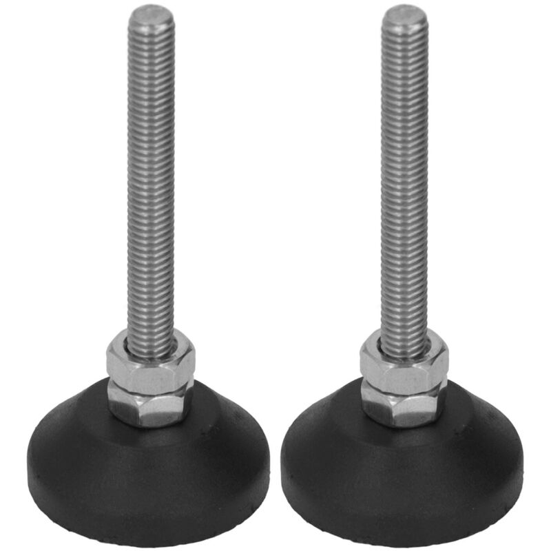 2 patins de nivellement pivotants pour meubles, réglables, avec base en caoutchouc nylon, D30xM6x50