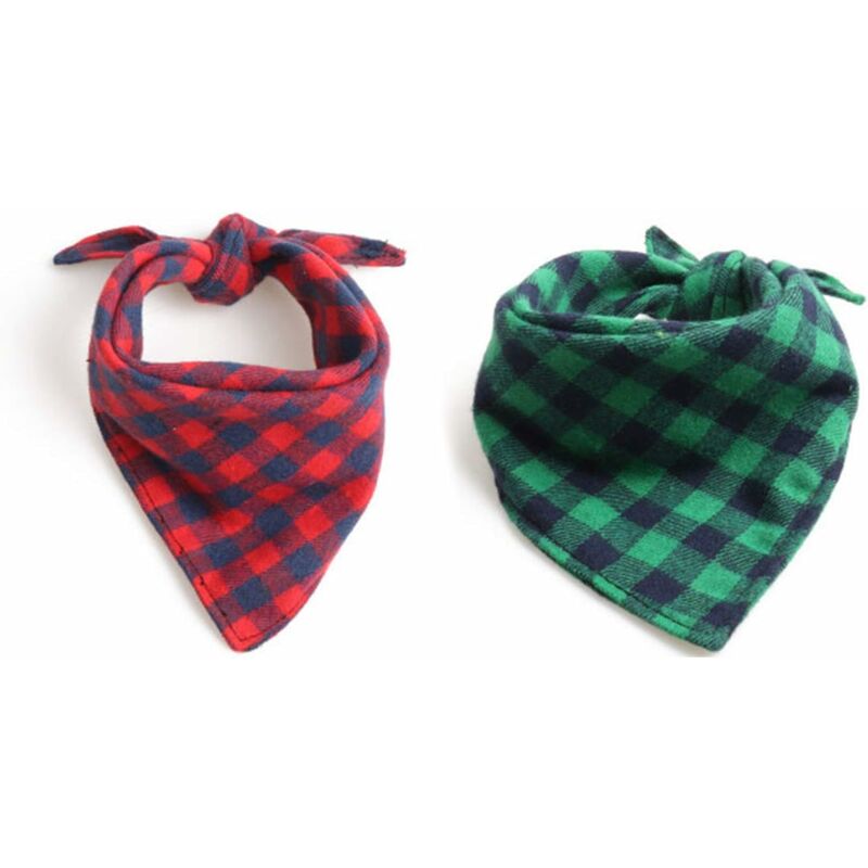 

2 pañuelos de tartán para perros, pañuelos a cuadros para perros, pañuelos de tartán para perros, triangulares, ajustable para perros pequeños y