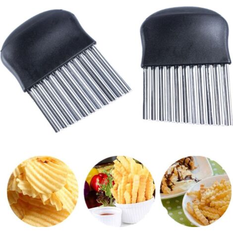 2 PC Frites Ondemètre, acier Inoxydable Kartoffelschneider, Pommesschneider Frites Schneider Pomme de terre Wellenschneider, de Fruits, de Légumes, de la Salade Schneider Outil