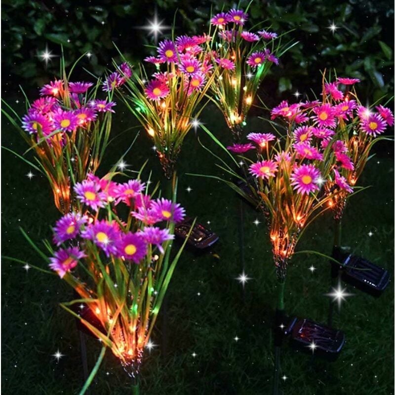 2 pc Outdoor Solar Lights, Solar Flower Lights, Solar Daisy Flower Lamp, Solar Led Lawn Light, Perfect for Garden, Yard, Patio, Purple