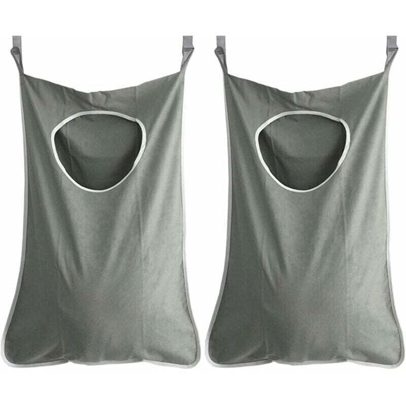 2 pc panier à linge suspendu porte sac à linge collecteur de linge sac organisateur pour chambre salle de bain (gris foncé),de Debuns