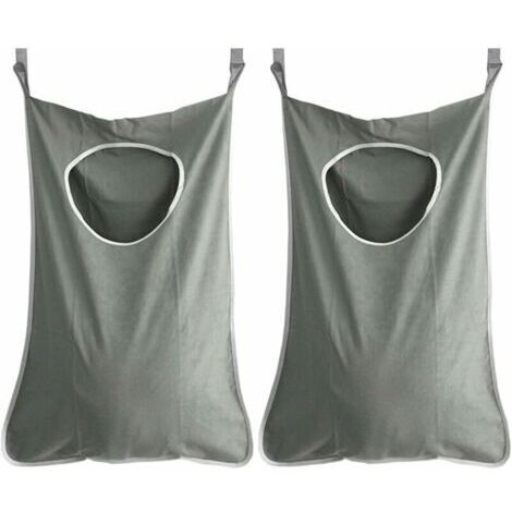 2 pc panier à linge suspendu porte sac à linge collecteur de linge sac organisateur pour chambre salle de bain (gris foncé),de dyk.Trywise