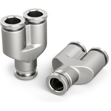 2 Pcs 10mm Diviseur en Y 3 Voies Raccord Rapide Pneumatique, 3 Voies en Acier Inoxydable pour Adaptateur d'Air PY