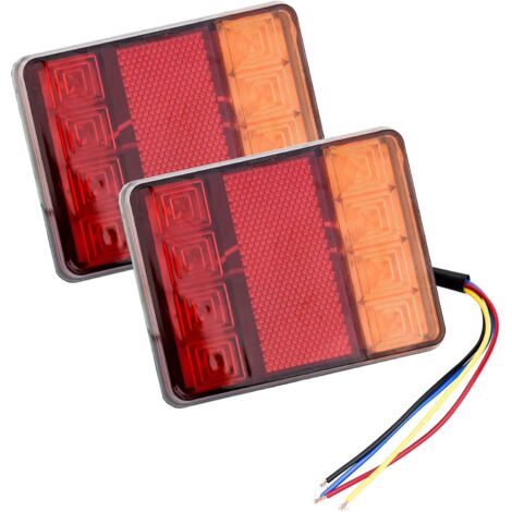 2 Pcs 12 V LED Feux Arriere, Feux Arrières Multifonctionnel pour Tracteur Camion Remorque