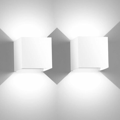 2 Pcs 12W Appliques Murales Interieures 6000K Applique Mmurale LED Blanc Froid, Moderne Led Lampe Murale en Aluminium pour Chambre Salle Escaliers Salle Jardin