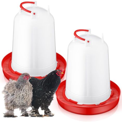 2 Pcs 2 Gallon Plastic Poultry Drinker Poultry Waterer Automatic Chicken Water Feeder Fed Water Container Jar for Duck Baby Chicks Rabbit Turkeys Outdoor Farm