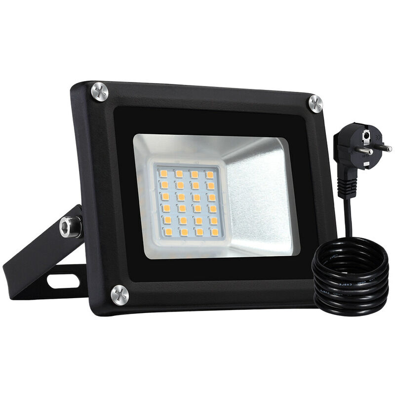 

2 PCS 20W LED Floodlight SMD Lámpara de exterior con enchufe de la UE Blanco cálido