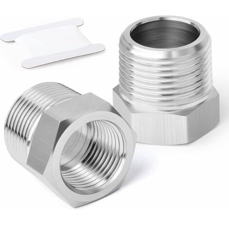 2 pcs 304 réducteur en acier inoxydable douille hexagonale, 1-3/4 "BSP réducteur de tuyau adaptateur convertisseur