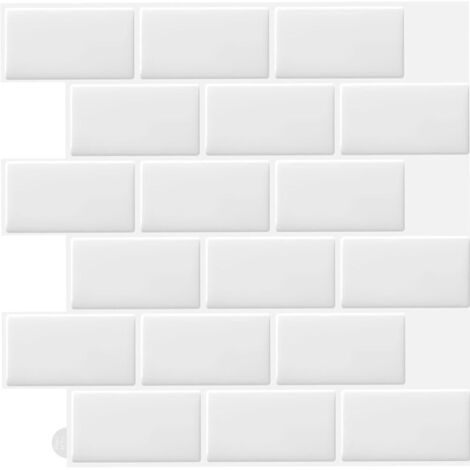 2 Pcs (30.5x 30.5cm) Blanc Sticker Carrelage Adhesif Mural 3d Cuisine Salle De Bain