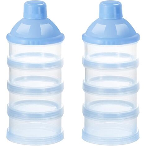 2 PCS 4 couches portable boîte de rangement de lait en poudre pour bébé de voyage (bleu)