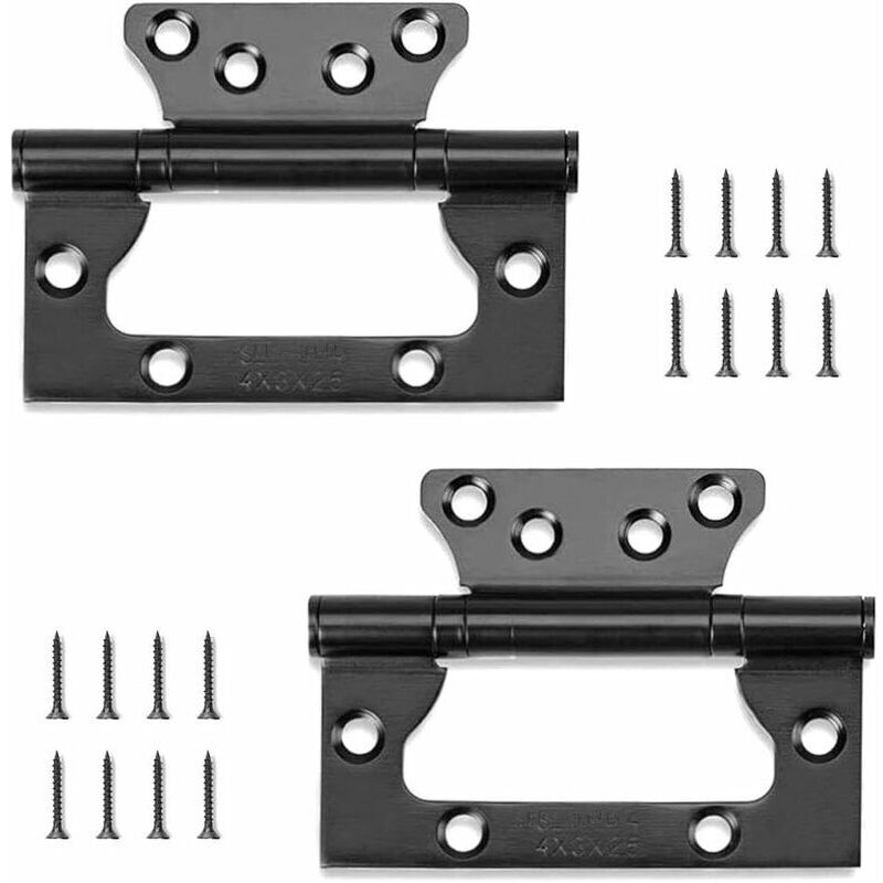 2 Pcs 4In Paumelles Charniere Porte de Porte Pliantes Charnières de Porte en Acier Inoxydable Pour Meubles Matériel Armoire Garde Porte Tiroir(Noir)