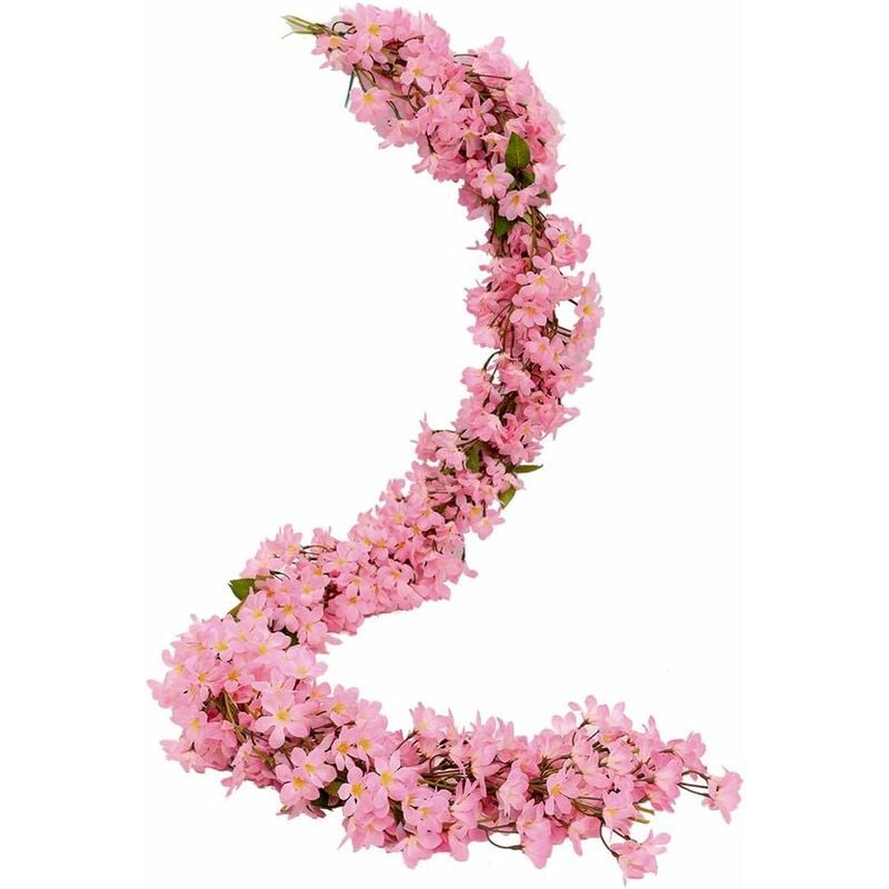 Serbia - 2 Pcs 5.6FT Artificielle Sakura Fleurs De Cerisier Fleurs Suspendues Vigne Faux Sakura Guirlande Faux Oriental Guirlande De Cerisier Maison