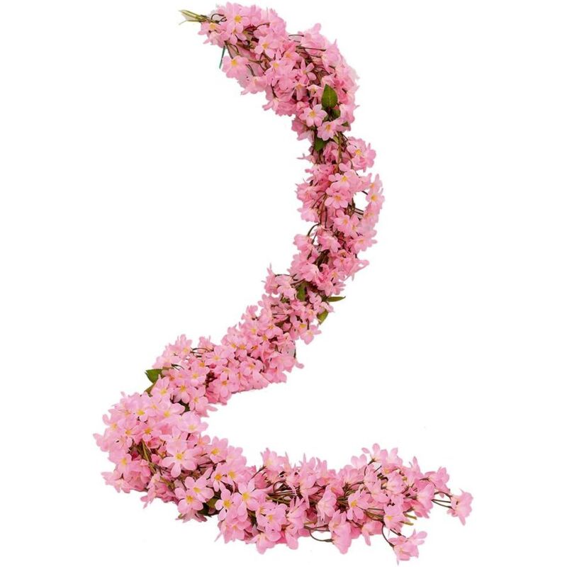 Serbia - 2 Pcs 5.6FT Artifici Sakura Fleurs De Cerisier Fleurs Suspendues Vigne Faux Sakura Guirlande Faux Oriental Guirlande De Cerisier Maison