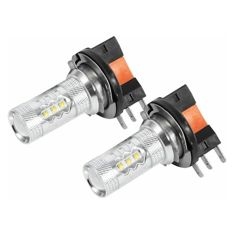 2 pcs 80W H15 Phares Avant HID Blanc LED Ampoules pour Daytime Lumières Lampe
