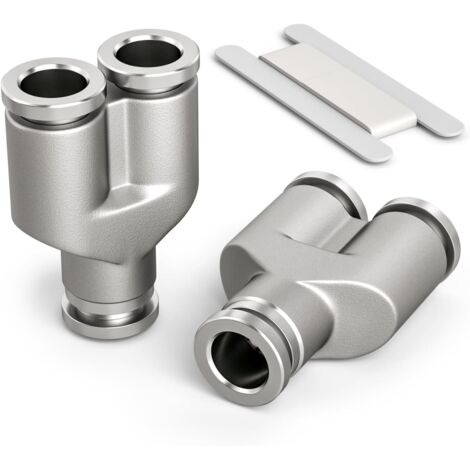 2 Pcs 8mm Diviseur en Y 3 Voies Raccord Rapide Pneumatique, 3 Voies en Acier Inoxydable pour Adaptateur d'Air PY