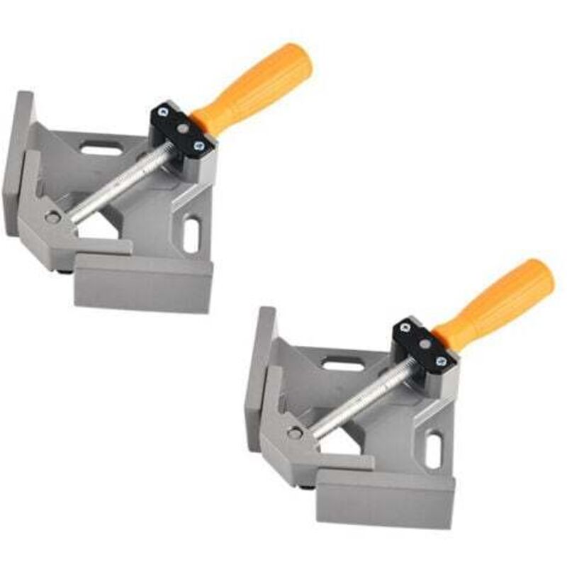 2 Pcs 90° Angle Clamp, Aluminum Alloy Corner Clamp, Angle Welding Clamp with Adjustable Swivel Jaw, for Carpenter Tools, Carpenter Welding (Gray)