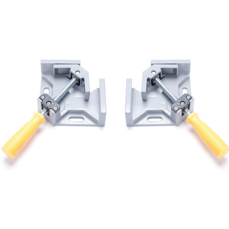 2 Pcs 90° Angle Clamp, Aluminum Alloy Corner Welding Clamp with Adjustable Swivel Jaw, for Woodworking Tools, Carpenter Welding (Grey)