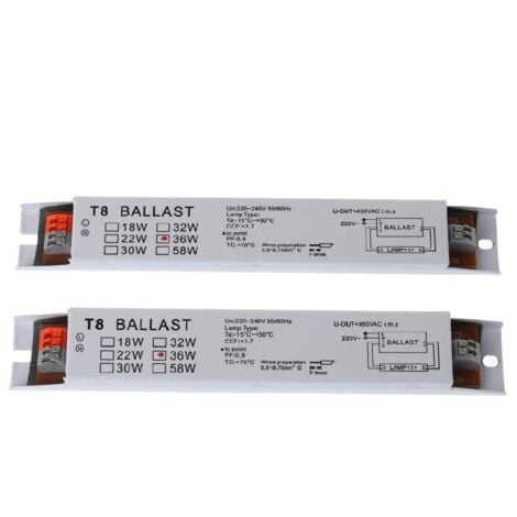2 Pcs AC 220-240V 36W Large Voltage T8 Ballast Électronique Lampe Fluorescente Balla