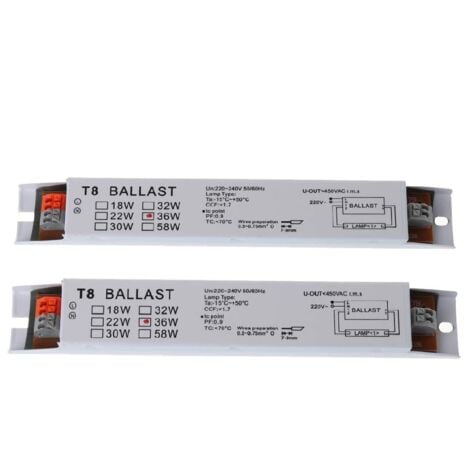 PNUATICM 2 Pcs AC 220-240V 36W Large Voltage T8 Ballast Électronique Lampe Fluorescente Balla