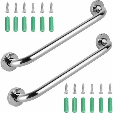 2 Pcs Acier Inoxydable Barre D'appui de Bain,Barre D'Appui En Inox Murale Robuste Poignée,Barre D'Appui INOX Poignée, Sécurité Grab Bar pour baignoire Douche Toilette 30cm