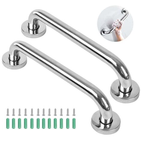 2 Pcs Acier Inoxydable Barre D'appui de Bain,Barre D'Appui En Inox Murale Robuste Poignée,Barre D'Appui INOX Poignée, Sécurité Grab Bar pour baignoire Douche Toilette 30cm,