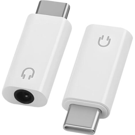 2 Pcs Adaptateur de Casque Audio USB C vers 3.5mm, Dongle Type C vers Casque 3.5mm Aux Jack Compatible avec iPhone 16/15 Pro Samsung Galaxy S24/S23 iPad Pro, Adaptateur Écouteur USB C Jack Blanc