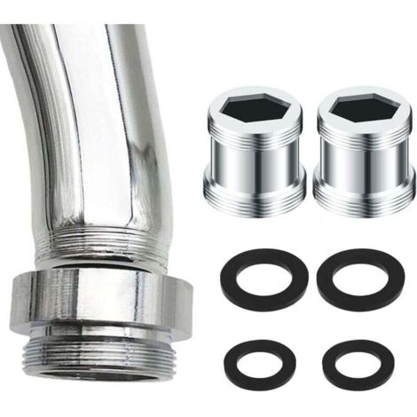 2 PCS Adaptateurs de Robinet Universels Connecteur Aérateur de Robinet en Laiton Adaptateurs de Filetage Extérieur avec 4 Joints pour Robinets de Cuisine, Salles de Bain, Jardins(M20-M22)