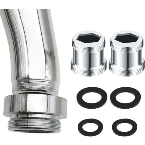 2 PCS Adaptateurs de Robinet Universels Connecteur Aérateur de Robinet en Laiton Adaptateurs de Filetage Extérieur avec 4 Joints pour Robinets de Cuisine, Salles de Bain, Jardins(M20-M22)