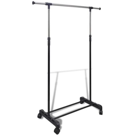 Adjustable Clothes Rack 4 Castors 1 Hanging Rail