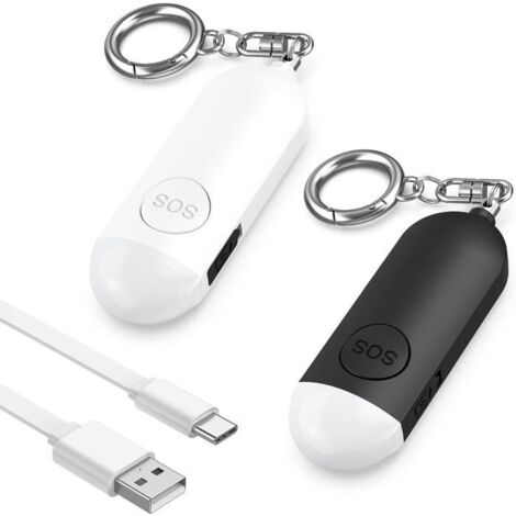 2 Pcs Alarme Personnelle,130Db Alarme De Poche De Sécurité D'Urgence,Alarme De Coffre-Fort Pour Enfants,Deux Haut-Parleurs Avec Lu