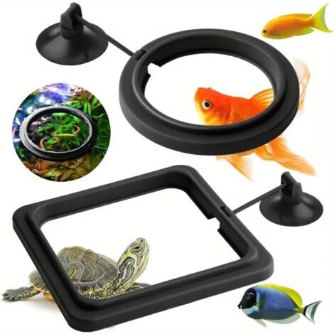 2 Pcs Anneau d'alimentation pour poissons d'aquarium avec ventouse Nourriture sécurisée Anneau d'alimentation pour poissons Noir