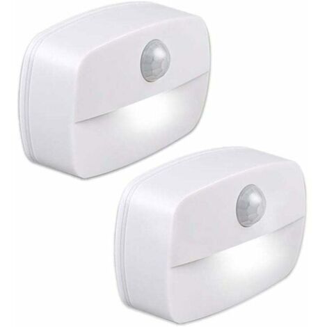 2 pcs Applique avec détecteur de mouvement autocollant, applique de salle de bain, convient pour chambre à coucher, couloir (lumière blanche)-Fei Yu