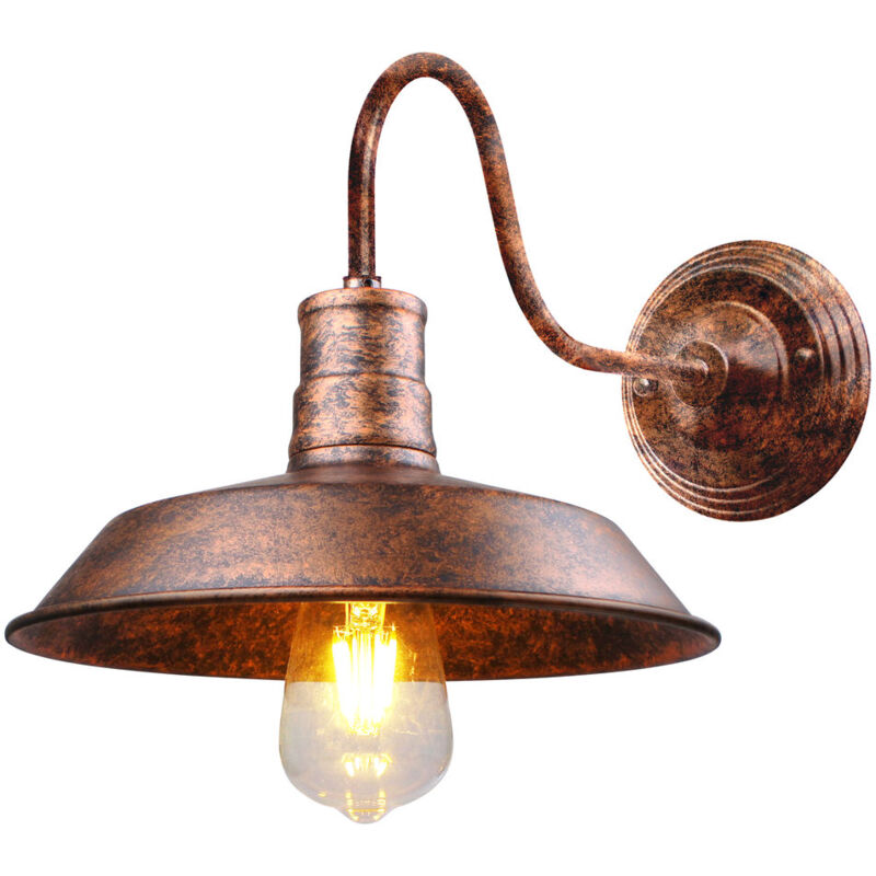 Applique Murale Industriel Vintage Lamp Murale Abat-jour Métal Luminaire Murale Intérieur E27 Ø26CM Rouille - 1Pcs