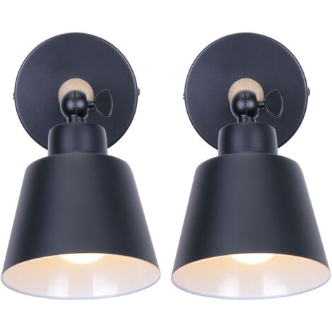 2 PCS Applique Murale Décoration Créative Minimaliste Moderne Salon Chambre Lampe Murale en Fer Forgé Noir
