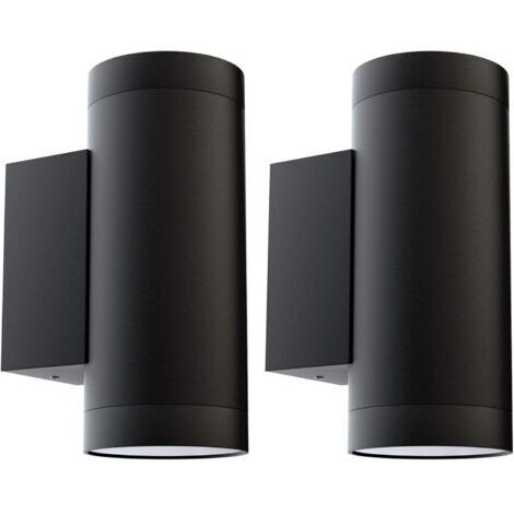 2 pcs Applique Murale Exterieur GU10 Aluminium Up/Down Eclairage Exterieur, IP65 Étanche Lampe Murale Exterieur pour Jardin Couloir Entrée Patio, Ampoule non Incluse, Noir