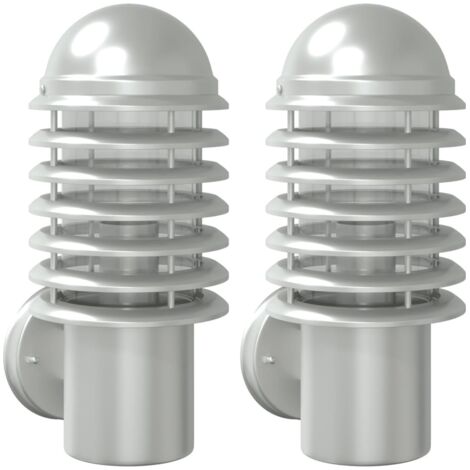 2 pcs Appliques murales d'extérieur argenté acier inoxydable CFW94440