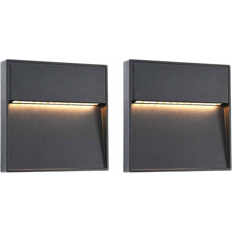 Vidaxl - 2 pcs Appliques murales led d'extérieur 3 w Noir Carré