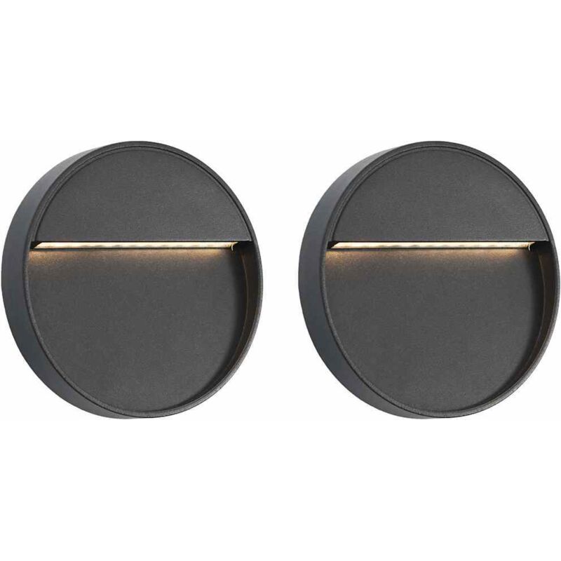 Vidaxl - Appliques murales à led d'extérieur 2 pcs 3 w Noir Rond