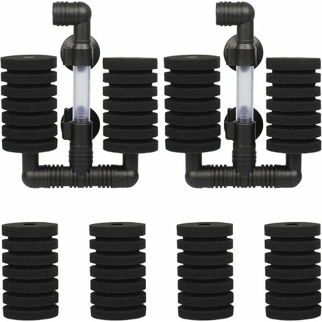 2 PCS Aquarium Filter Enhancer Kit Double Fish Tank Filter with 4 Replacement Sponges for Biological and Mechanical Filtering