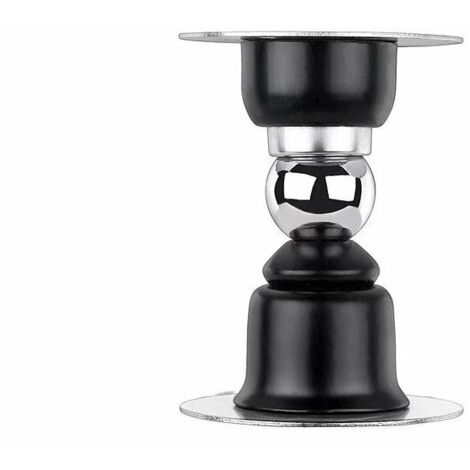 2 PCS Arrêt de Porte Magnétique, Butoir de Porte en Acier Inoxydable avec Ruban Adhésif Double Face 3M ou Vis - Inutile de Forage / forage Double usage（Noir）