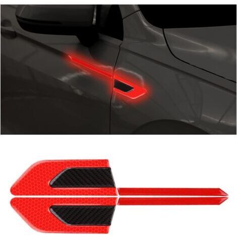 2 PCS Autocollant 3D à Bandes Réfléchissantes, Autocollants Réfléchissants pour Coffre Voiture, Autocollants Réfléchissants à Haute Intensité pour La Visibilité de Nuit pour Voiture SUV(Rouge)