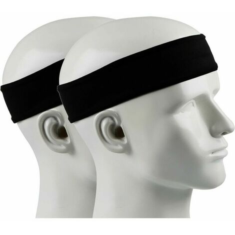 [2 Pcs] Bandeau Sport Anti Transpiration, Serre-Tête pour Running, Tennis, Basketball, Volleyball, Yoga, Headband Sportif pour Femme & Homme-Noir Matériel de sport