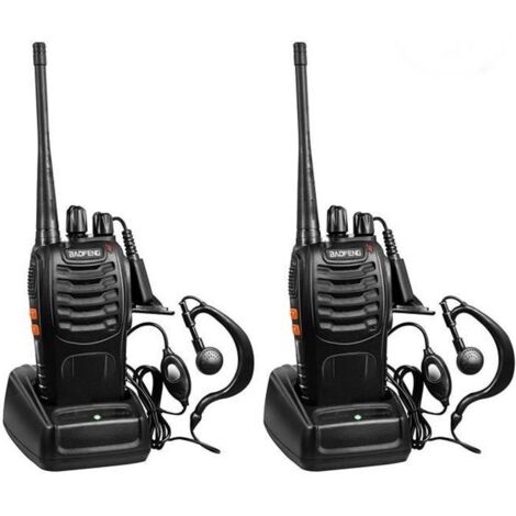 2 Pcs Baofeng BF-888S Talkie-walkie Rechargeable UHF 16 Canaux 400-470MHz 2 Way Radio Portée 3-5 km (Casque ajouté)