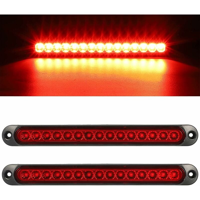 Ersandy - 2 Pcs Barre de feux arrière de frein de remorque 12V 15 led, feux arrière étanches, feux de circulation, lumière d'identification pour