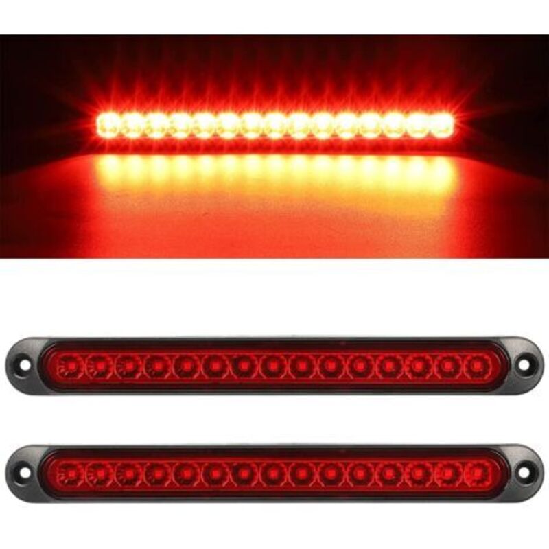 2 Pcs Barre de feux arrière de frein de remorque 12V 15 LED, feux arrière étanches, feux de circulation, lumière d'identification pour camion